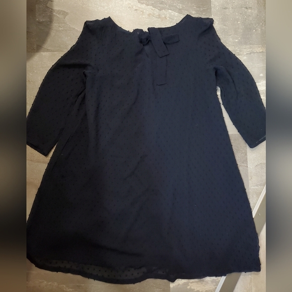 Claudie Pierlot Paris Rififi Dress. Sleeves. Navy Blue. Plumetis Dotted. 6 US. - Picture 11 of 14